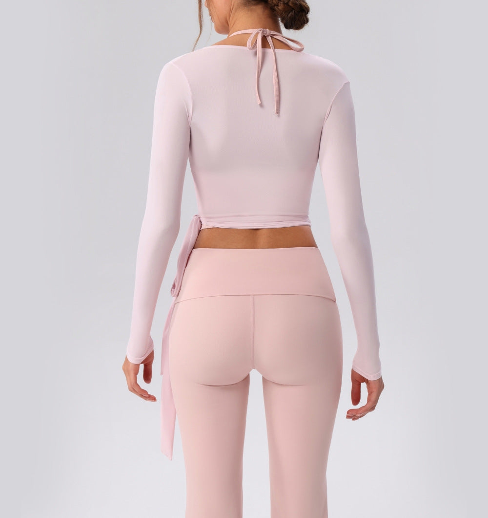 Long Sleeve Sexy Lace up V neck Runs Small)