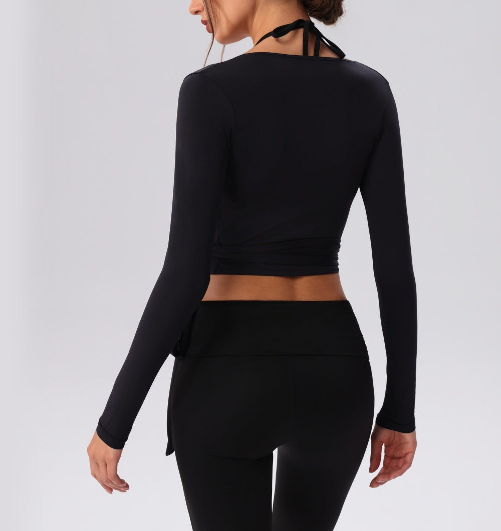 Long Sleeve Sexy Lace up V neck Runs Small)