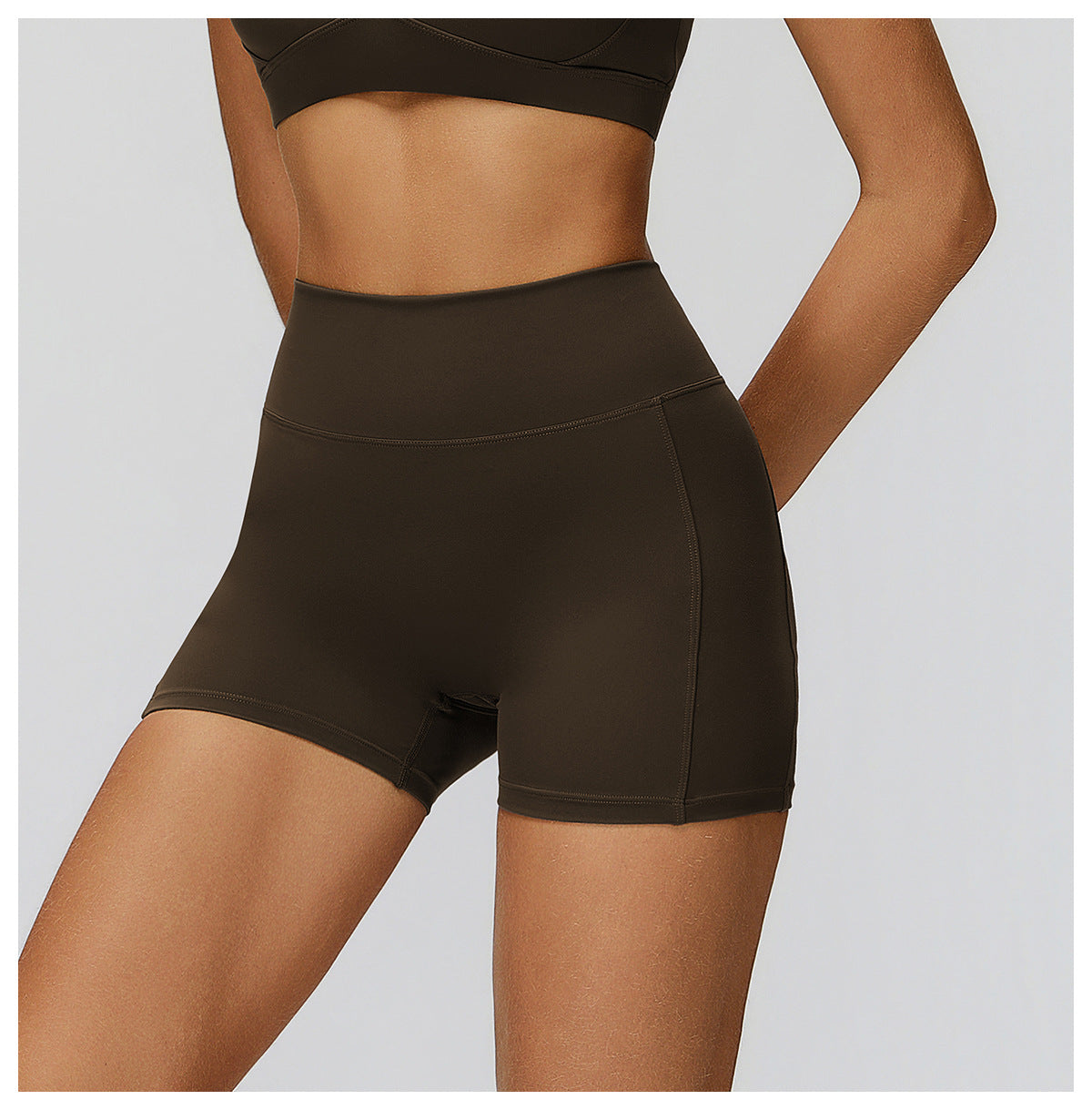 Brushed Yoga Shorts High Waist Pleated Slimming Tight Shorts Women Outdoor Running Sports Workout Clothes