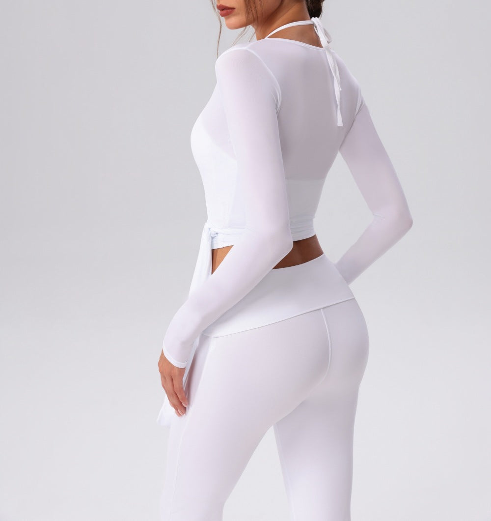 Long Sleeve Sexy Lace up V neck Runs Small)